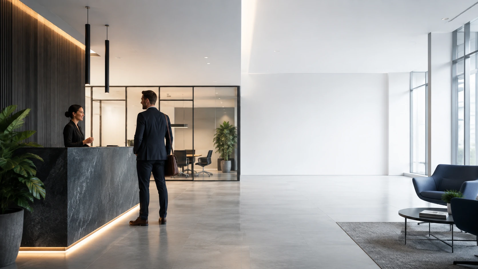 The reception of a modern professional office
